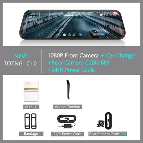 10 Inch Mirror Camera for Car Touch Screen Video Recorder Rearview