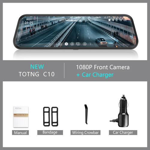 10 Inch Mirror Camera for Car Touch Screen Video Recorder Rearview
