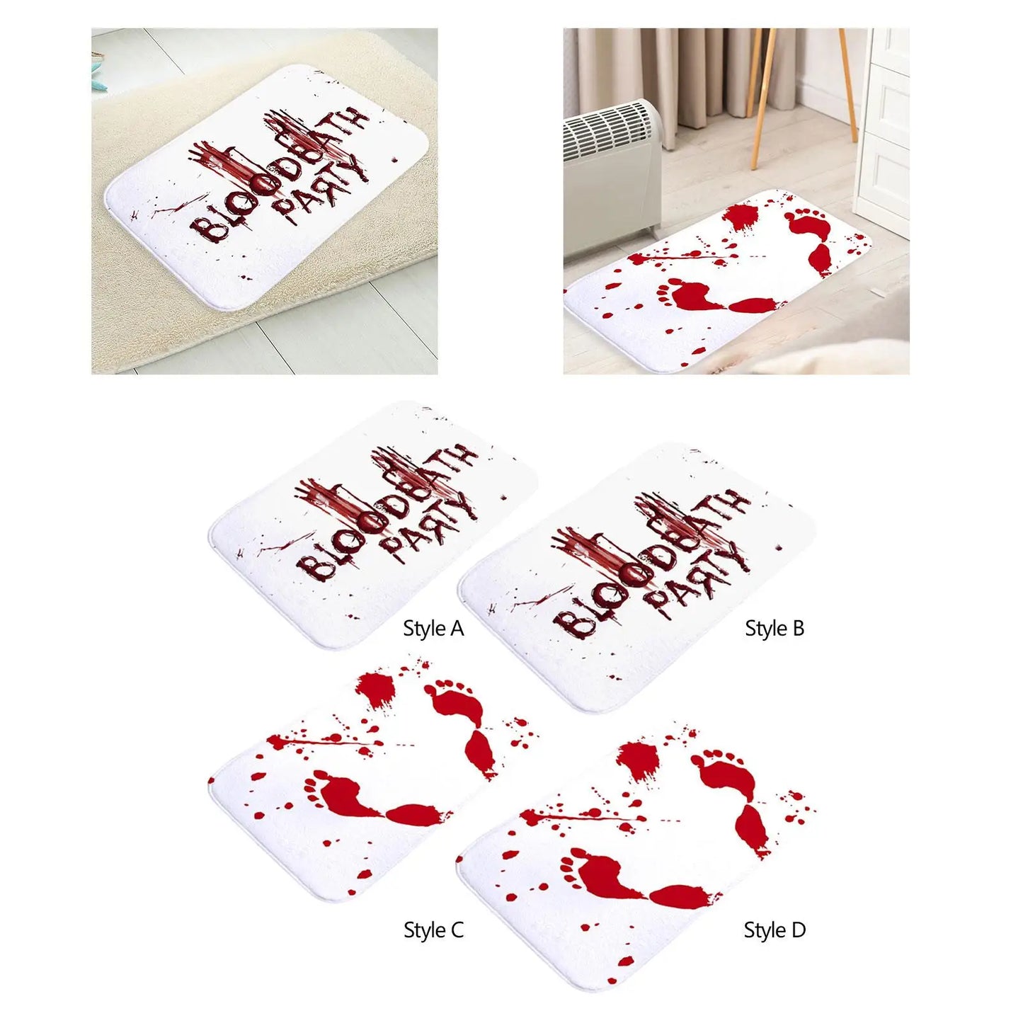 Halloween Bloody Bathroom Rug Soft Flannel Bedroom Rug Spooky Gifts