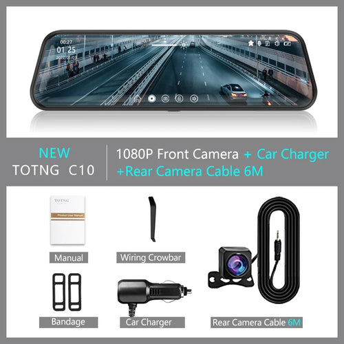 10 Inch Mirror Camera for Car Touch Screen Video Recorder Rearview