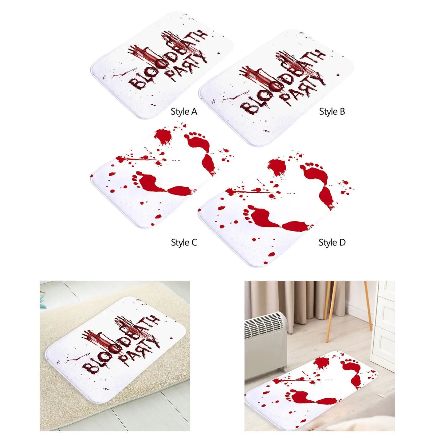 Halloween Bloody Bathroom Rug Soft Flannel Bedroom Rug Spooky Gifts