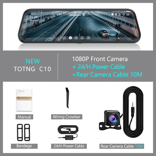 10 Inch Mirror Camera for Car Touch Screen Video Recorder Rearview
