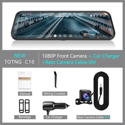 10 Inch Mirror Camera for Car Touch Screen Video Recorder Rearview