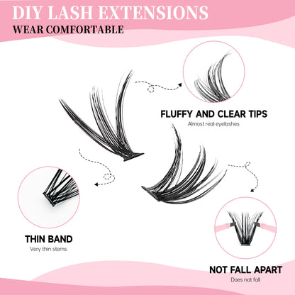 DIY Lashes Extension Kit Lash Bond and Seal Remover Eyelashes 200 PCS
